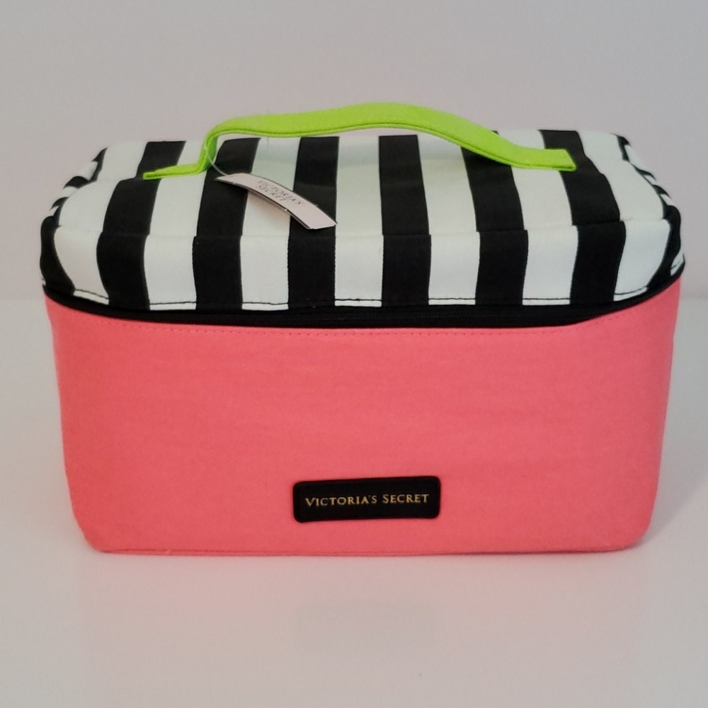 Victoria's Secret Intimates Bag Pink Black White Striped